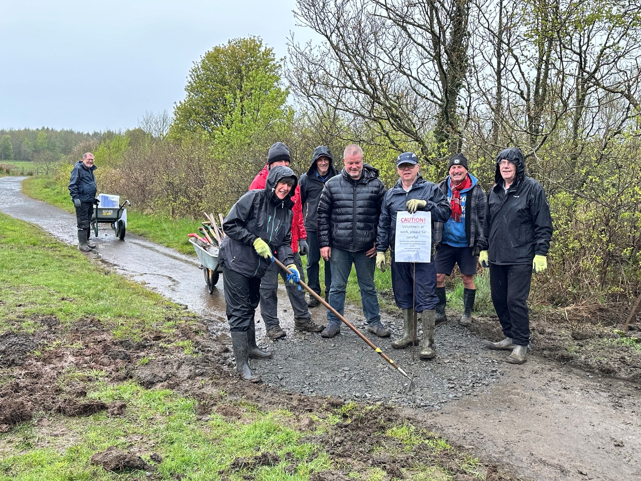 Group photo of Path Stewardship volunteers meet every Monday morning at Eglinton Country Park
