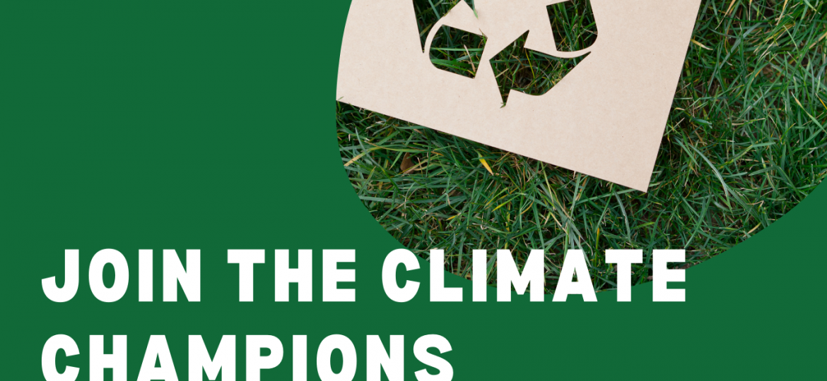 Join the climate champions graphic with recycling symbol