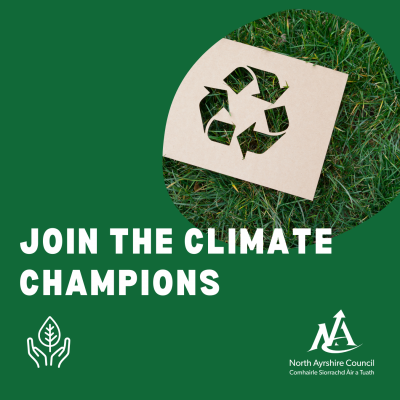 Join the climate champions graphic with recycling symbol