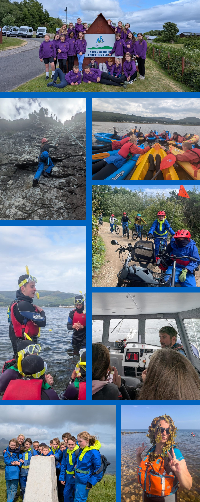 Photo collage from Arran Outdoor Education Centre