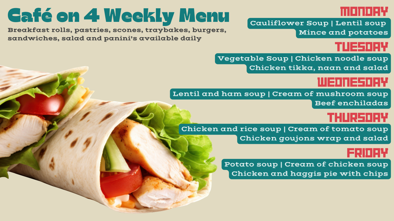 Weekly menu full details in article