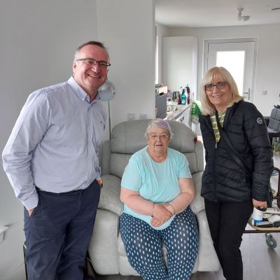 Locality visit Ardrossan August 2025 with Council Leader and Chief Executive visiting resident's home