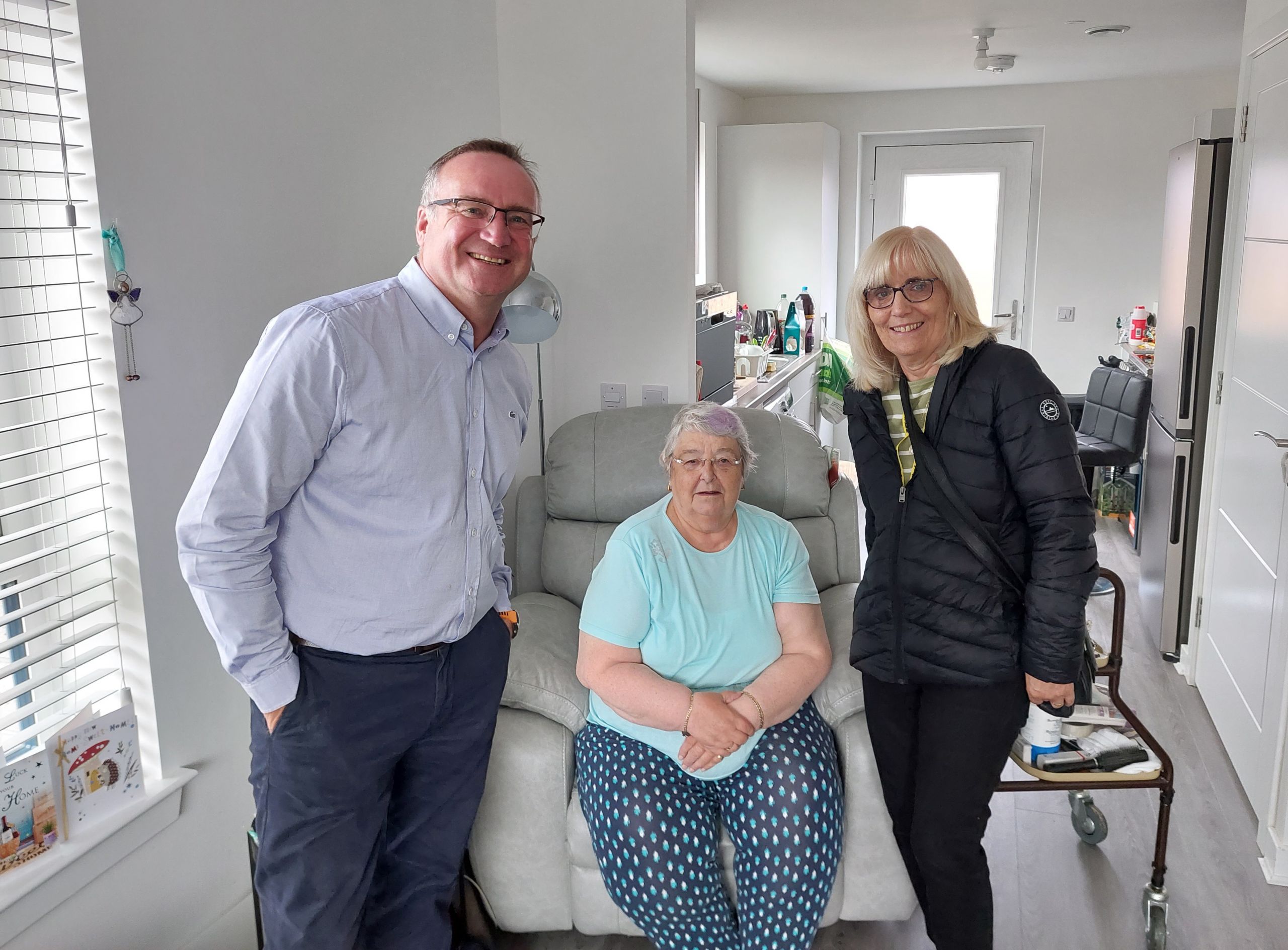 Locality visit Ardrossan August 2025 with Council Leader and Chief Executive visiting resident's home