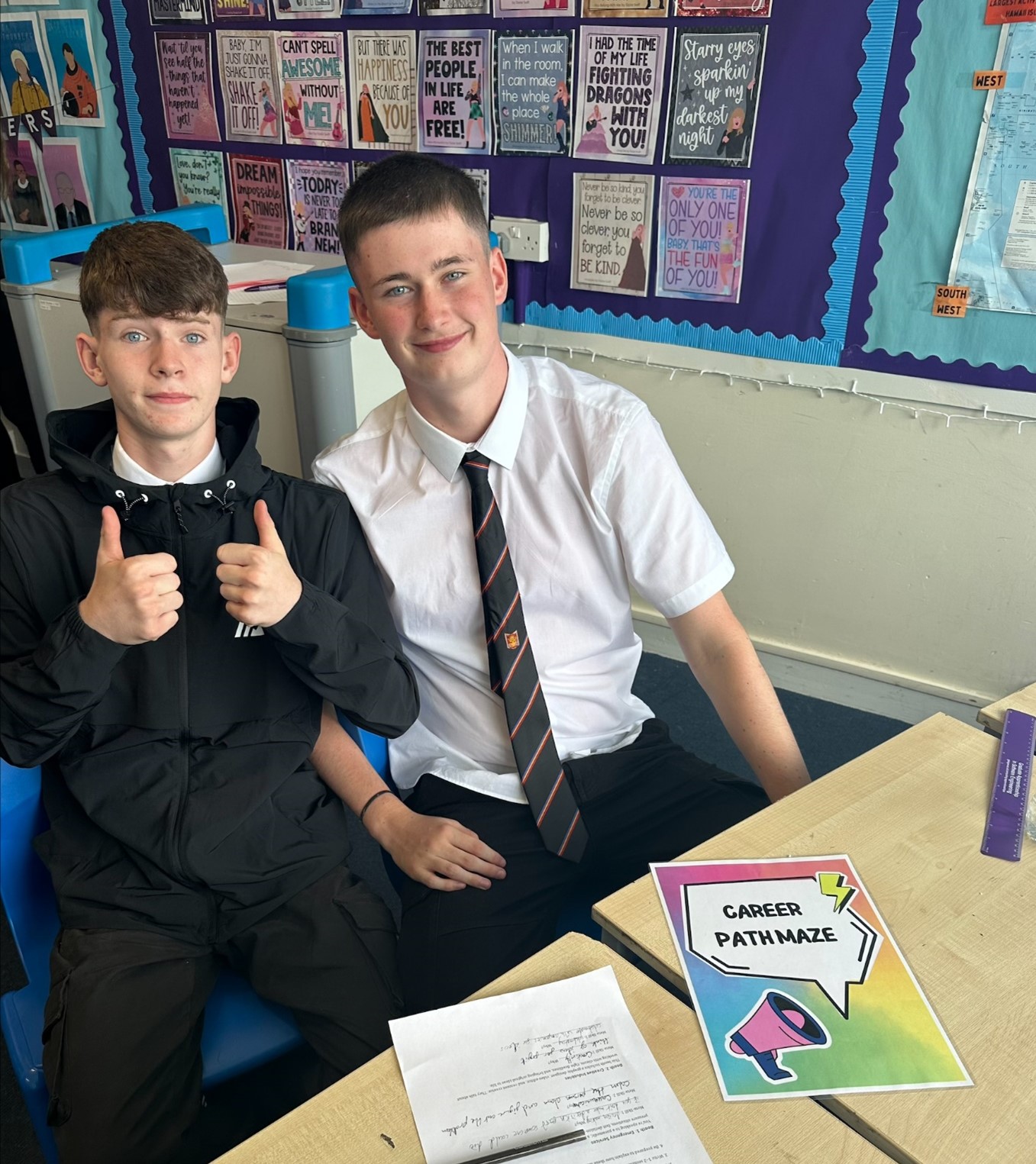 Two Irvine Royal pupils give thumbs up