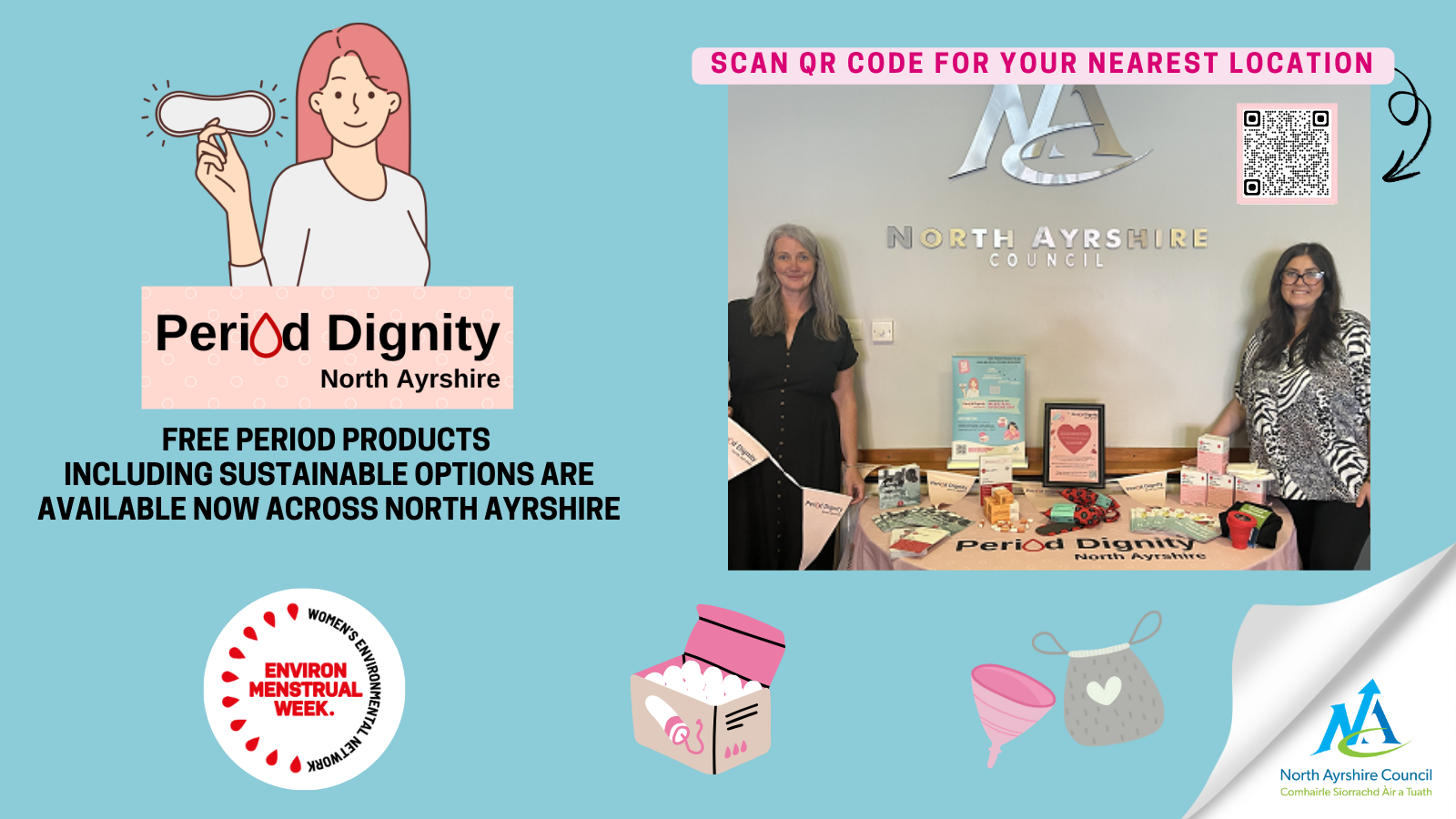 Environmenstrual Week Graphic Environmenstrual Week graphic with photo of the Period Dignity team