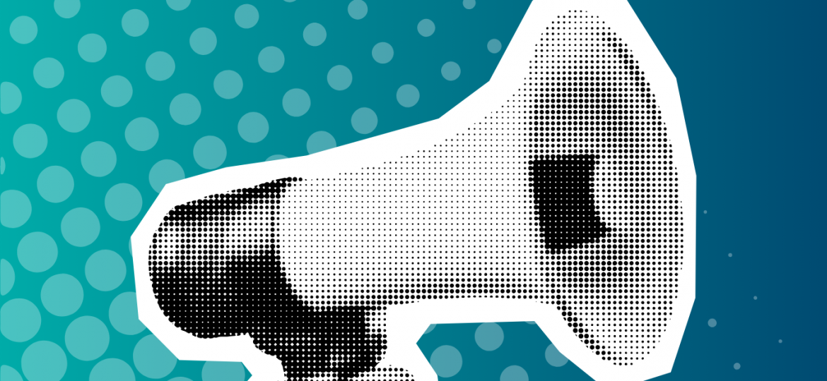North Ayrshire Health and Social Care Partnership strategic plan share your views graphic with megaphone