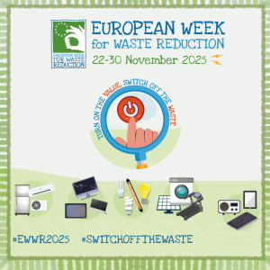 European Week for Waste Reduction graphic with discarded electrical items