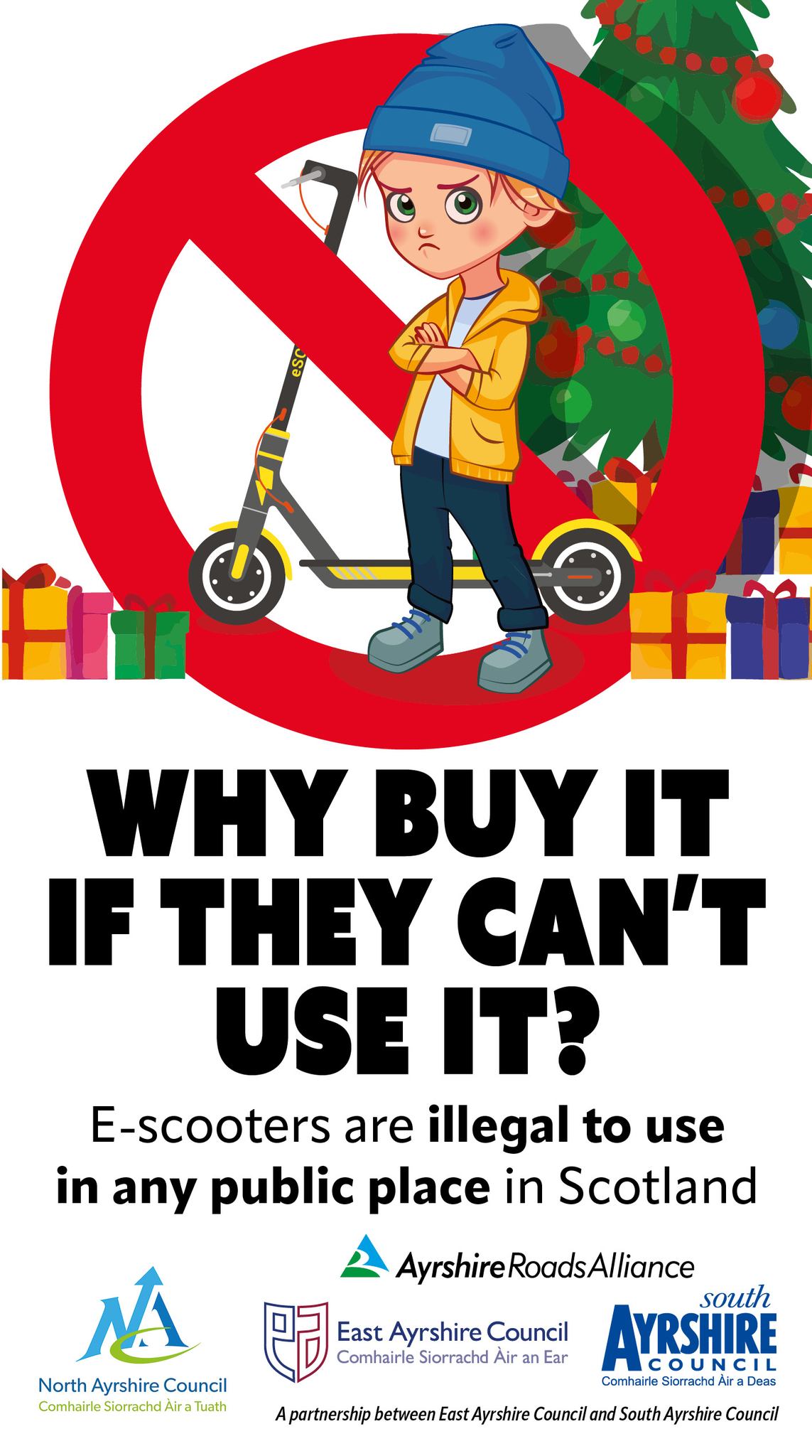 E scooter illegal in public places in Scotland graphic