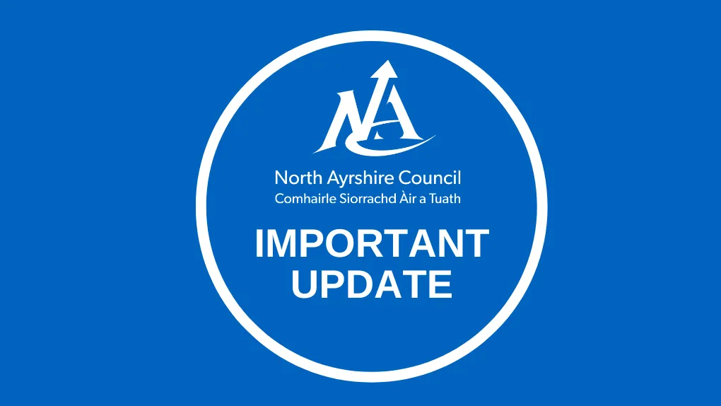 Important update logo on blue background 