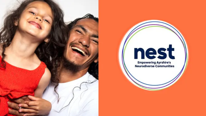NEST workshops promo image with dad and daughter smiling