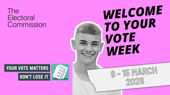 Welcome to your vote week flyer with young person