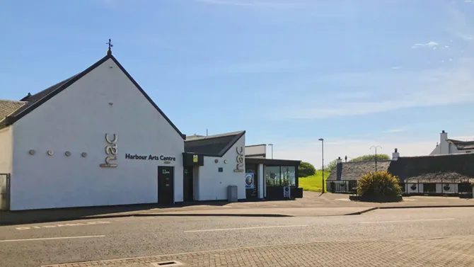 Front of the Harbour Arts Centre on a sunny day